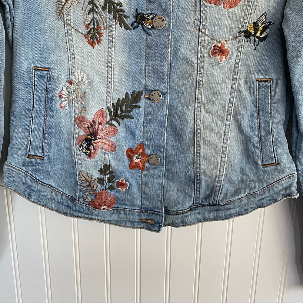William Rast Blue Floral Embroidered Jean Jacket - Picture 3 of 11